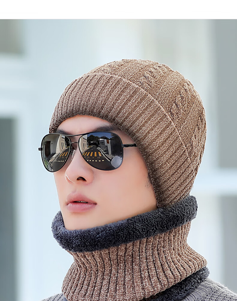 RED DRAGONFLY Men's Winter Hat, Warm Fleece-Lined Thick Knitted Cotton Cap, Windproof Cold-Resistant Balaclava for Cycling And Men's Pullover Woolen Hat 20