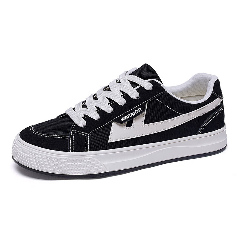 Warrior Men's Versatile Casual Canvas Shoes, Trendy Sneakers, Comfortable Sports Skateboard Shoes for Couples, KGHG042T, Black, Size 36