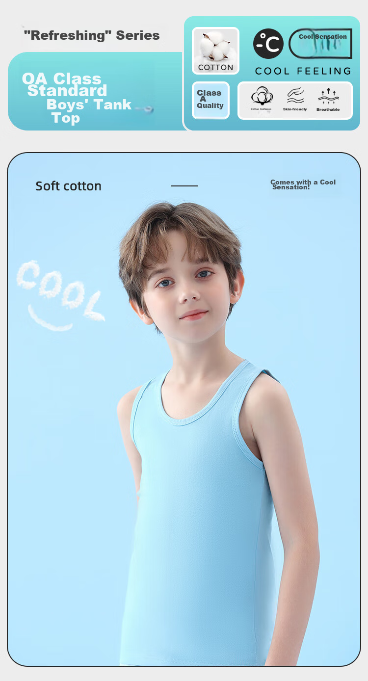 LangSha Children's Tank Top, Boys' Summer Thin Cotton Plain Color Baby T-Shirt, Student Undershirt Vest, White, Size 170 1
