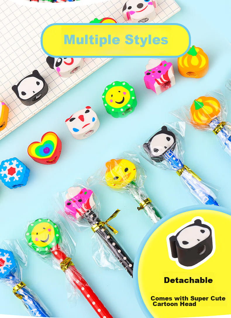 Touch Fish 20-Pack Children's Cartoon Pencils with Erasers, Creative Cute Reward Gifts for First Grade Elementary School Students And Kindergarten, Random Patterns 2