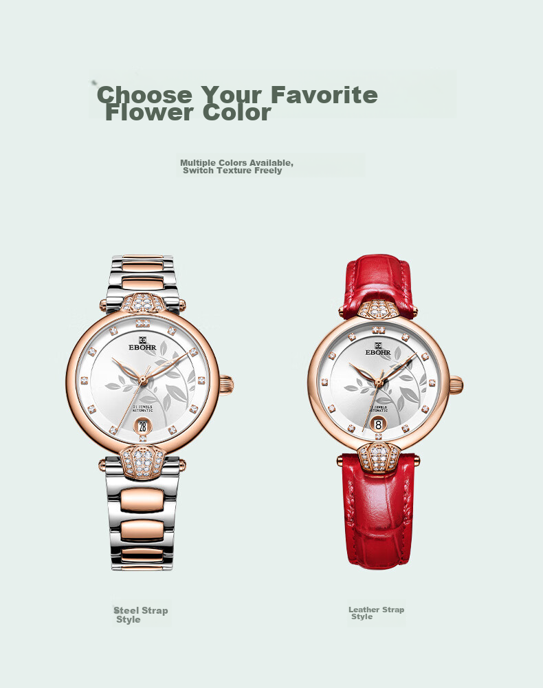 EBOHR Women's Watch, Butterfly Love Alice Birthday Valentine's Day Gift Ladies Mechanical Gift Box 36080328 11