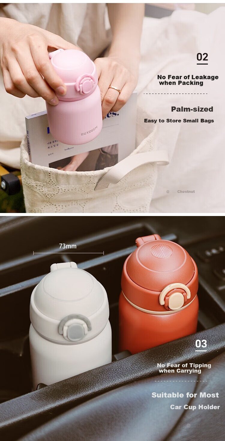 Buydeem Insulated Mug, 304 Stainless Steel Spring Lid Cup, Mini Portable Water Bottle for Male And Female Students, Mid-Autumn Festival Gift 7