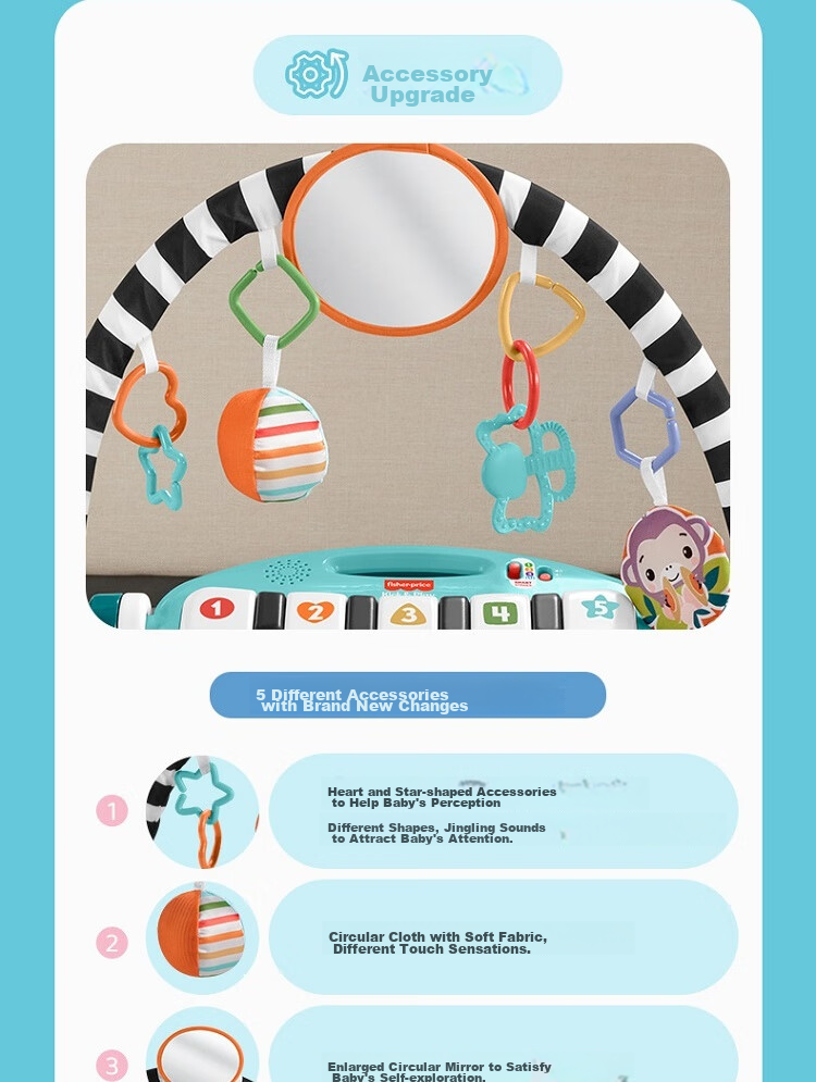 Fisher-Price Newborn Welcome Gift Toy, Birthday Present - Upgraded Colorful Piano Fitness Machine HXV97 6