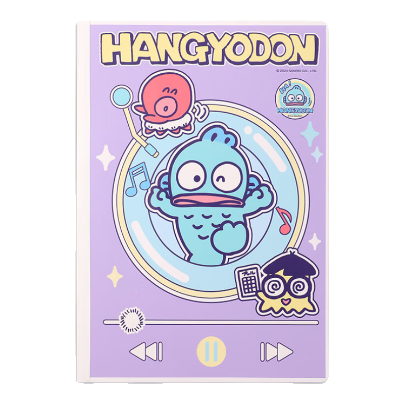 GuangBo X Sanrio Clown Fish Series Notebook with Back Cover, B5/40 Sheets, Student Writing Notebook with Ruled Pages, Purple, KT81319