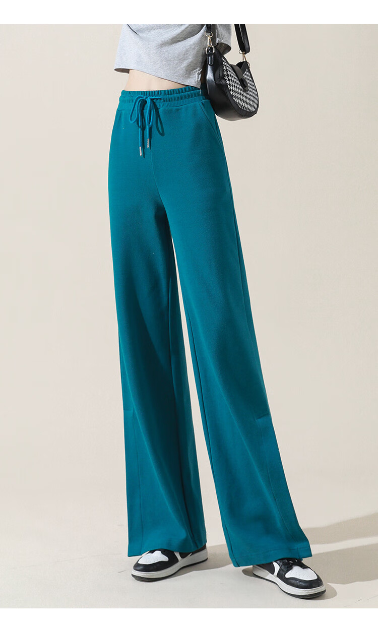 Dme [Knitted Pants] Spring And Autumn Commuter Women's Trousers with Drawstring Elastic Waist Straight Casual Wide-Leg Pants for Wome 21