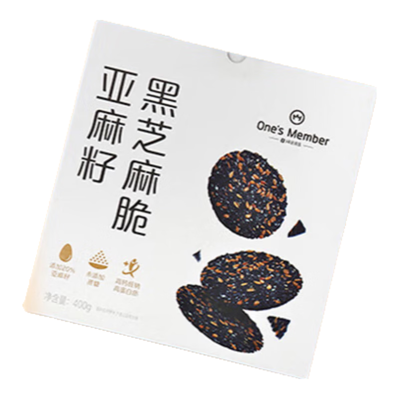 1号会员店（One's Member）亚麻籽黑芝麻脆 营养孕妇儿童健康零食饼干薄脆营养 400g