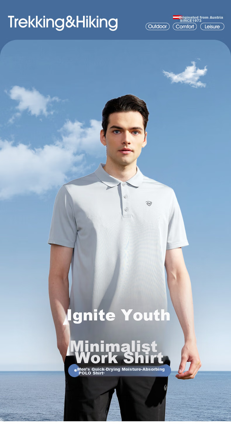 NORTHLAND Spring And Summer Short-Sleeve Polo Shirt for Men, Outdoor Breathable Quick-Dry Collared T-Shirt, Pure Black, Size M (170cm) 1