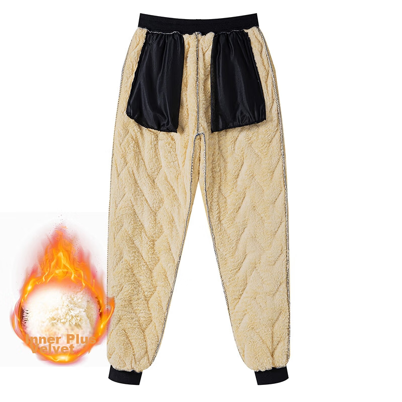 Hengyuanxiang Middle-Aged Women's Winter Fleece-Lined Thick Casual Pants, High-Waist Straight-Leg Lambswool Trousers for Middle-Aged And Elderly Wome 9