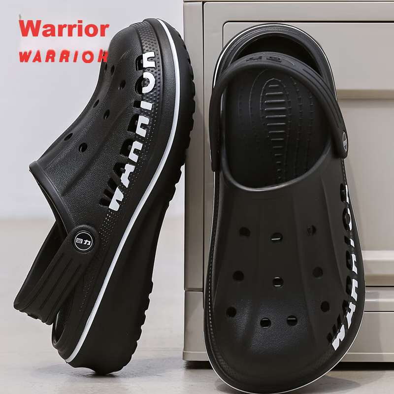 Huili Perforated Slippers, Casual Indoor And Outdoor Lightweight Breathable Non-Slip Closed-Toe Beach Shoes, HL03271 Black Size 44