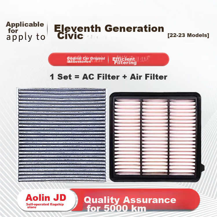 Aolin Car Air Conditioning Filter + Air Filter Cleaner for 2018-2025 Honda Civic (1.5T) 1