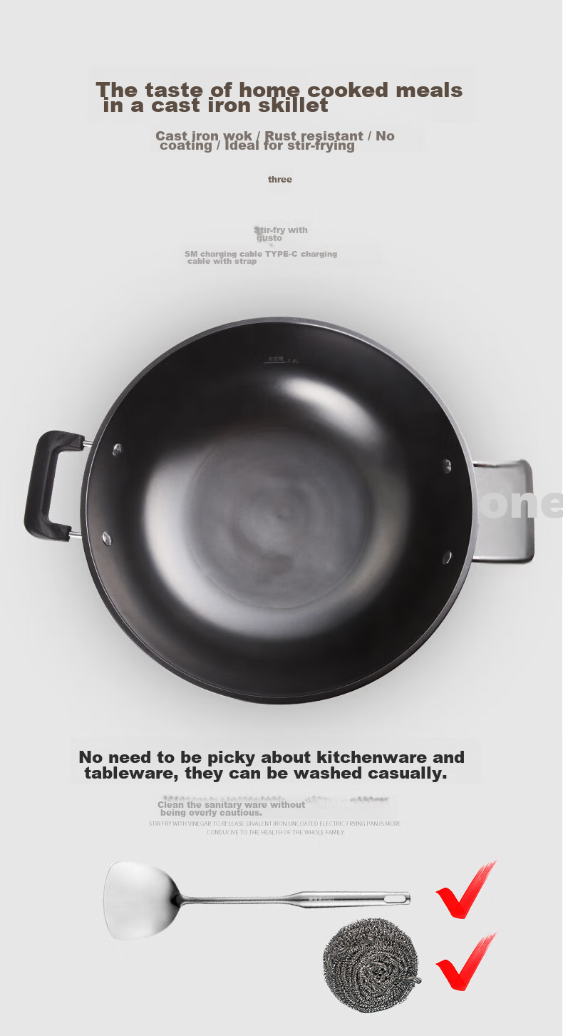 Hui Dang Jia Electric Wok, Multifunctional Electric Hot Pot, Thickened Electric Steamer, Electric Cooking Pot, All-In Cast Iron Pot, Electric Hot Pot, Multi-Purpose Pot Z08-36 10