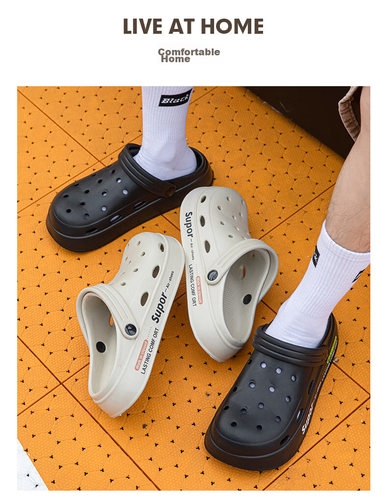 YUZHAOLIN Unisex Couple Beach Clogs Thick Sole Height Increasing Sandals Outdoor Wear YU918 White 3