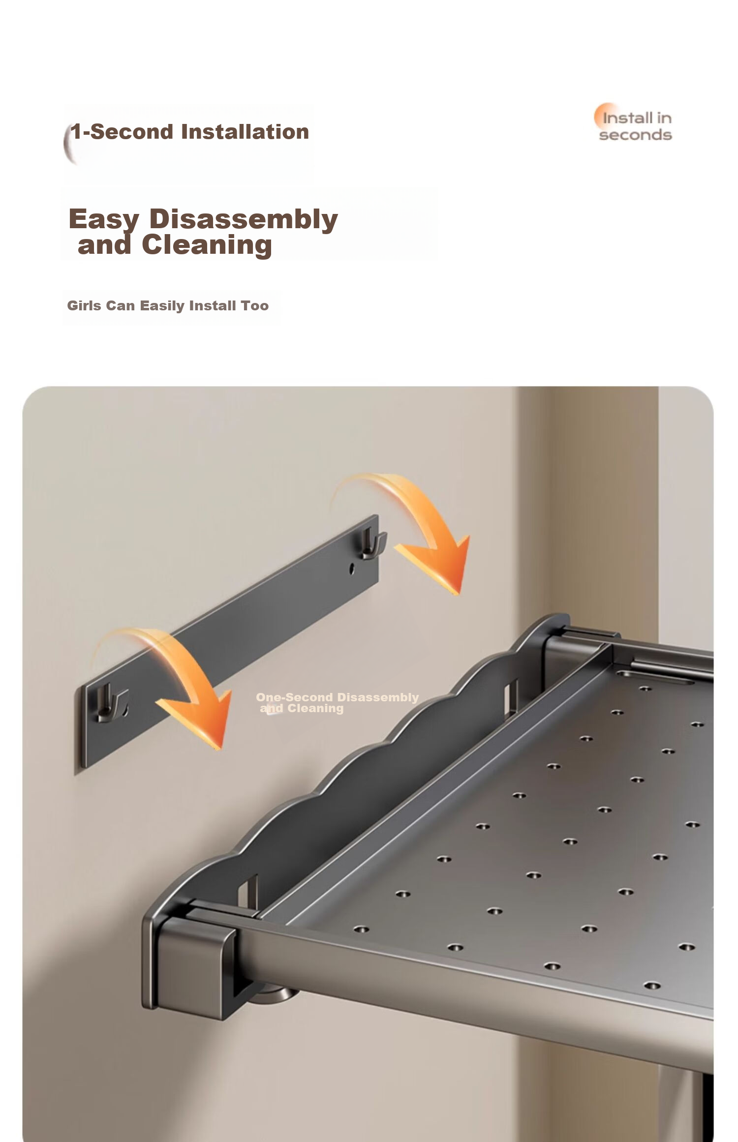 Huxiansen Bathroom Storage Rack, No Drilling Required, Foldable Towel And Bathrobe Holder, Wall-Mounted Organizer Shelf for Bathroom Storage 3