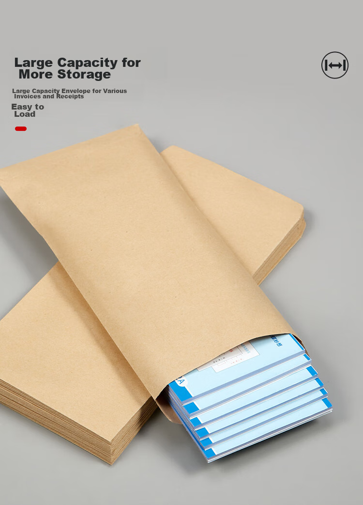 Kingdee 100 Sheets No. 7 Kraft Paper Envelopes, 229*162mm, Blank Unprinted Envelope Bags, Invoice Bags, Payroll Bags, Customizable BCBQ19-7 6