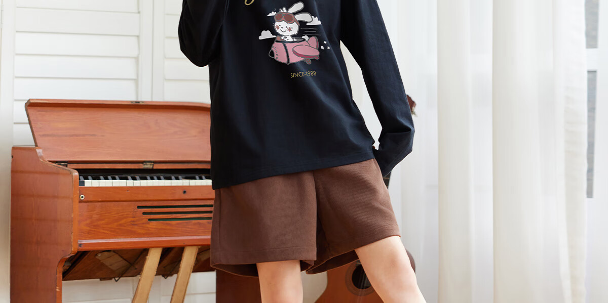 Halo Queen Women's Summer Short-Sleeve Round Neck T-Shirt, Cute Rabbit Print T-Shirt, Loose-Fitting Slimming Top, Women's H143T1417 74