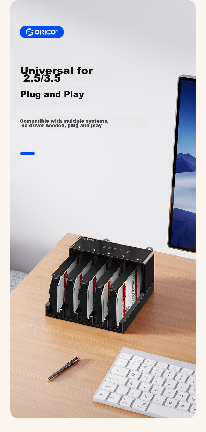 ORICO External Hard Drive Dock USB3.0 Offline Copying 2.5/3.5 Inch SATA/SSD Solid State Mechanical Hard Drive External Dual-Bay Cloning Machine 6528US3-C 4