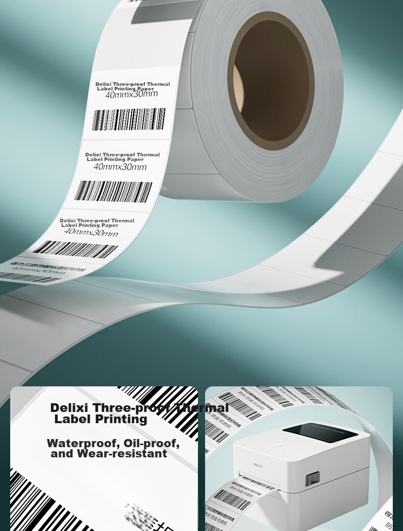 Deli 40*80mm, 400 Sheets*72 Rolls, Mint Sea Triple-Protection Thermal Label Paper, Milk Tea Clothing Self-Adhesive Printing Paper, ZG171 [Compatible with 3-Inch Label Machines 720C Etc.] 4
