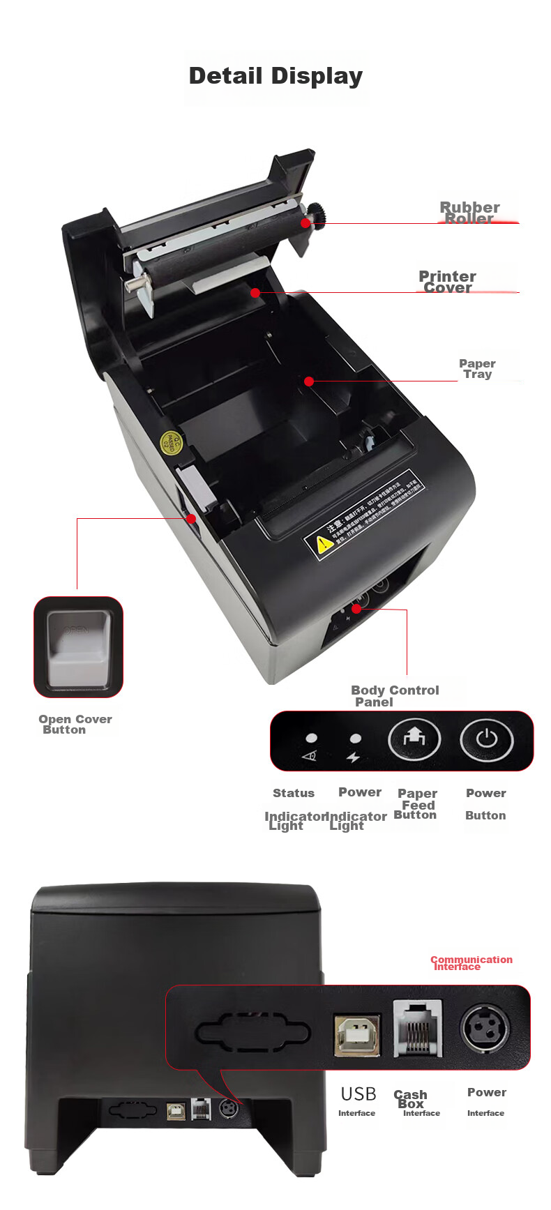 Haoshun (Hysoon) HS-58502 58mm Thermal Receipt Printer, Computer USB Printing, Automatic Order Printing for Restaurants, Supermarkets, Retail, And Takeout 6