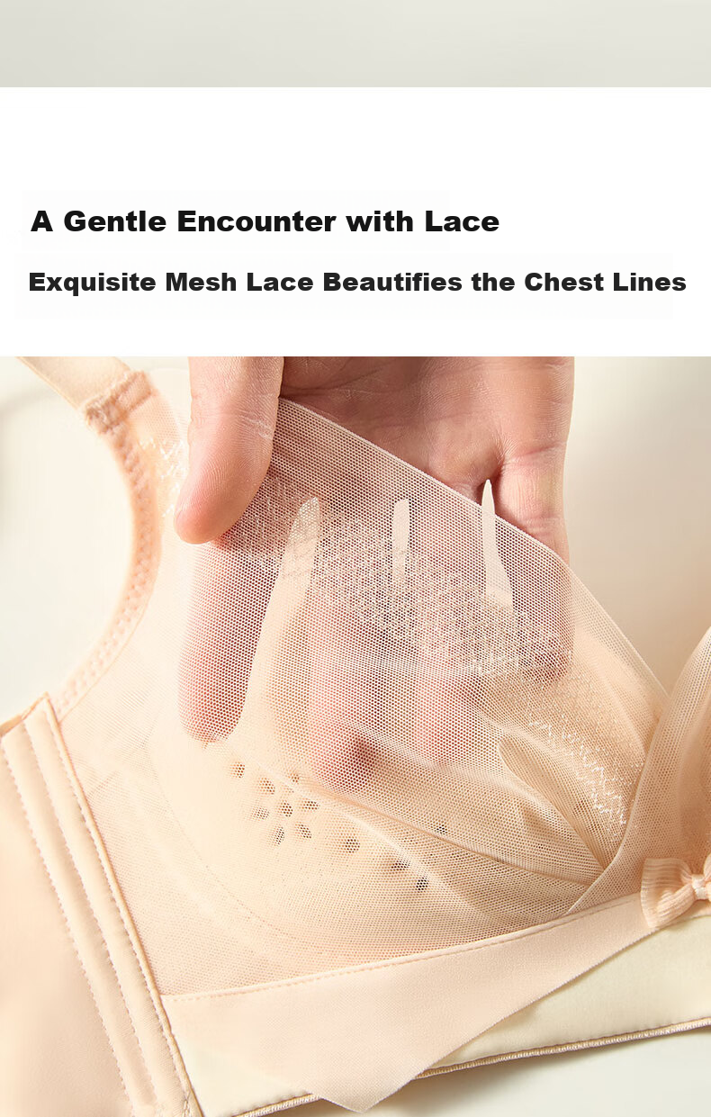 Bandgewoo Push-Up Bra for Women, Pure Desire Lace Seamless Wireless Thin Breathable Anti-Sagging Lift Invisible Brassiere 3