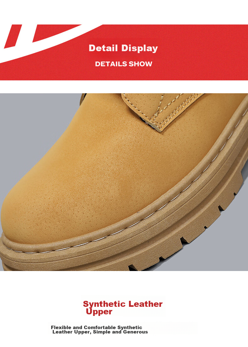 Huili (Warrior) Work Boots, Versatile Men's Shoes, Casual Martin Boots for Men, 1766-1, Khaki, Size 40 7