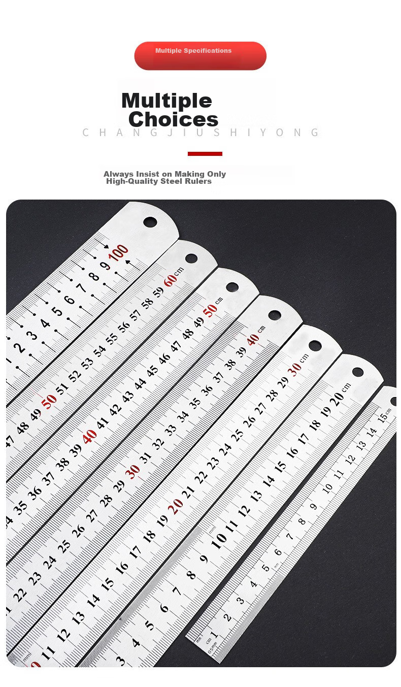 Tianshun Steel Straight Ruler, 50 Cm, Thickened Stainless Steel Ruler, for Woodworking, 0.1mm Precision, Measuring Tool 4