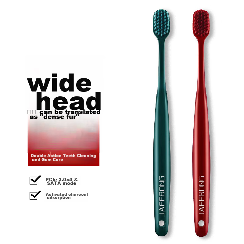 JAFRONG Wide Head Toothbrush for Couples, Deep Cleaning And Gum Protection, Fine Soft Bristles Oral Care Toothbrush for Men And Women, 2-Pack