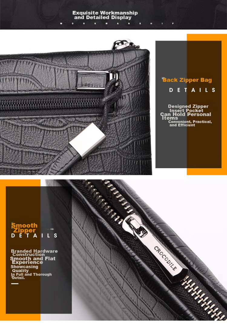 CROCODILE Napa Leather Men's Clutch Bag, Business-Style Handheld Purse, Gift T206 for Boyfriend 12