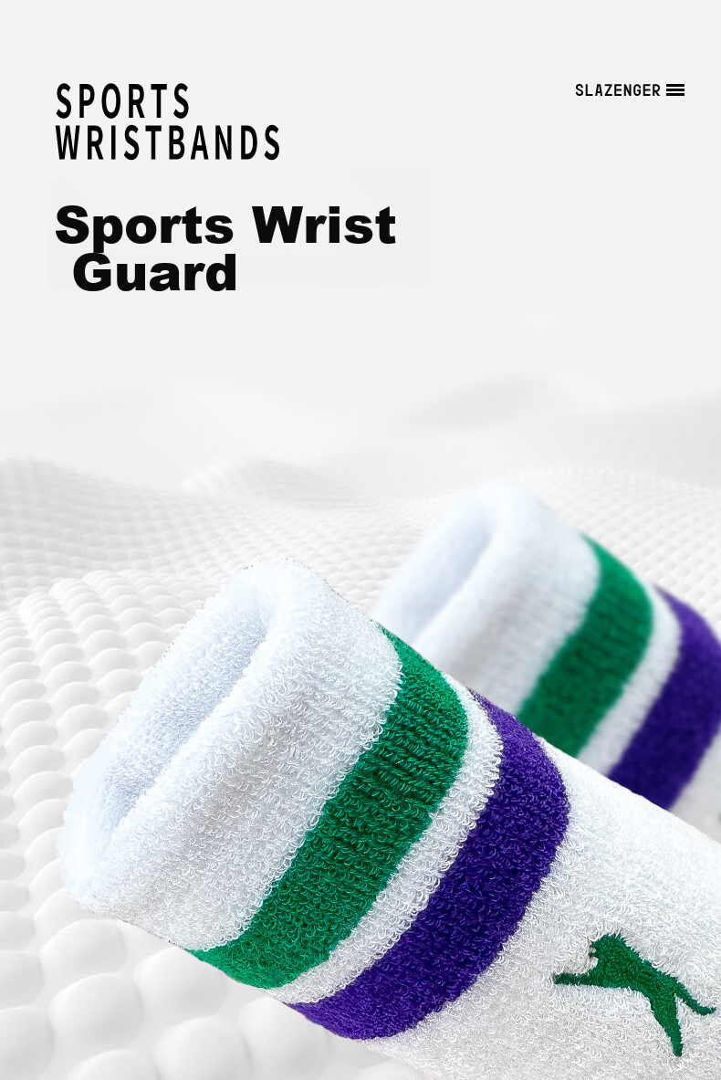Slazenger Wristbands for Men And Women, Sports Fitness Sweat-Absorbing Wristbands for Basketball Badminton Tennis, 2-Pack STA2400272 1