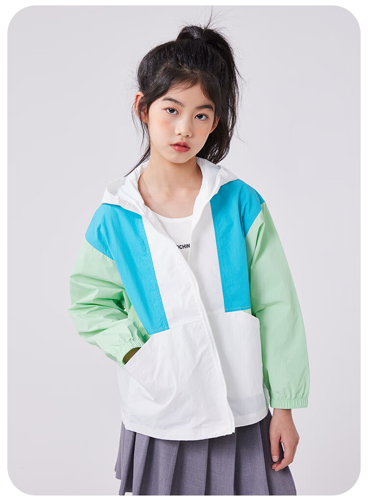 QQ DUCK Children's Clothing Girls' Sun Protection Jacket Kids' Summer Thin Coat Sunshade Youth Clothing Three Colors Off-White; 130 19