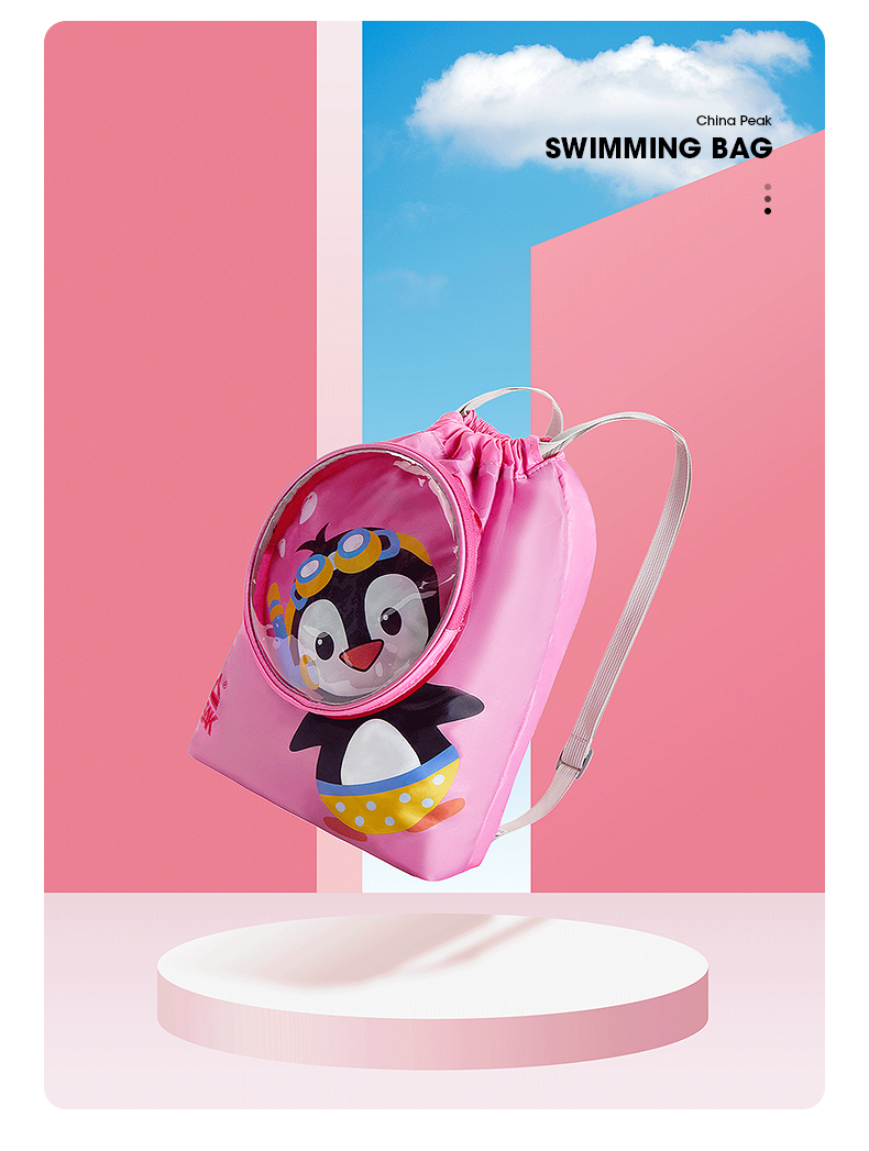 PEAK Children's Dry-Wet Separation Swim Bag, Sports Drawstring Fitness Portable Water-Resistant Storage Bag, Backpack YS41101 Pink 7