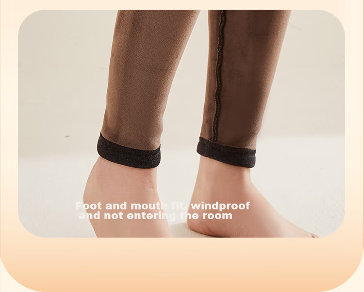 MiiOW [Cashmere Fleece Thickened] Women's Thermal Underwear, Solid Color Cotton Pants, Autumn And Winter Knee Protection Lining Pants 21