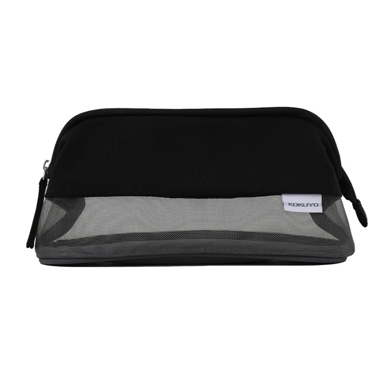 KOKUYO Large Opening Mesh Pencil Case, Student Storage Pencil Pouch, Stationery Box, Black, WSG-PC272D