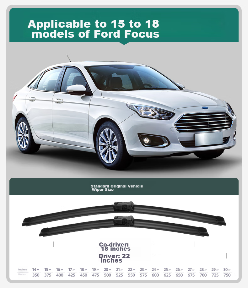 Xufengcheshi, Changan Ford Focus Windshield Wipers for 2015-2018 Models, Specialized Boneless Wiper Blades, Car Accessories, Original Factory Equipment 3