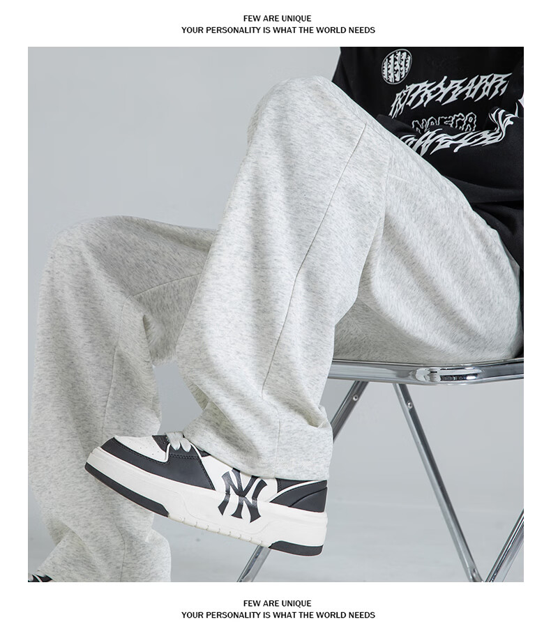 Homlean American Retro Casual Pants for Men, Summer Comfortable Versatile Loose Wide-Leg Trousers with Draping Effect, An04 White-Gray XL 8