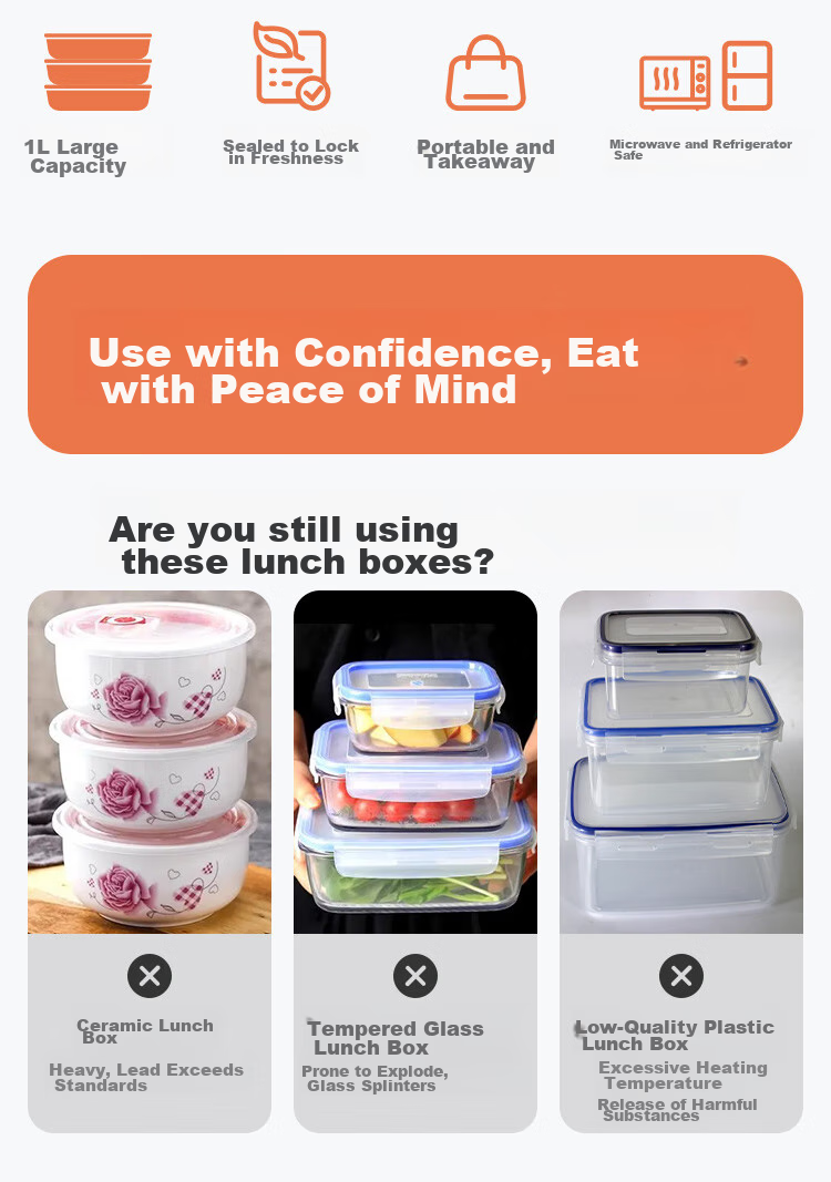 Tupperware Rectangular Lunch Box 1L Microwaveable Portable Sealed Bento Box for Students and Office Workers Macaron Blue 2