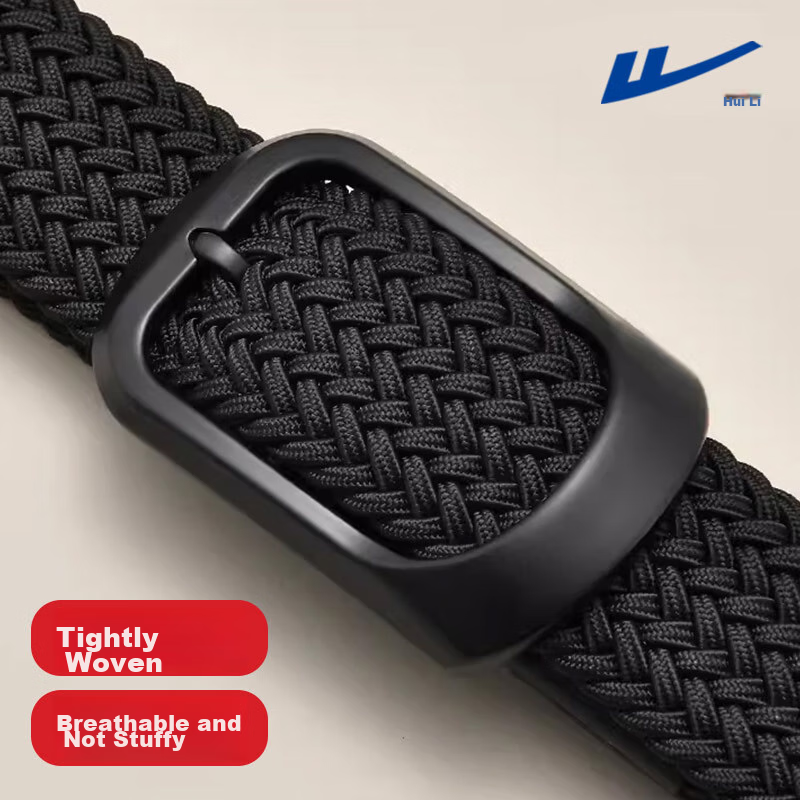 Huili Canvas Belt for Men And Women, No-Drill Tactical Elastic Woven Belt, Versatile Loose-Fit Trouser Belt