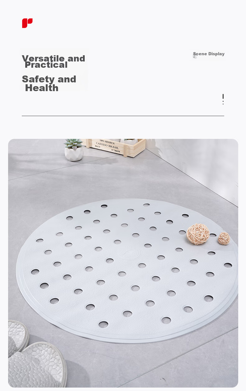 RIDDER German Imported TPE Bathroom Non-Slip Mat, Round Dotted Hollow Non-Slip Mat, Light Gray, Diameter 52 11