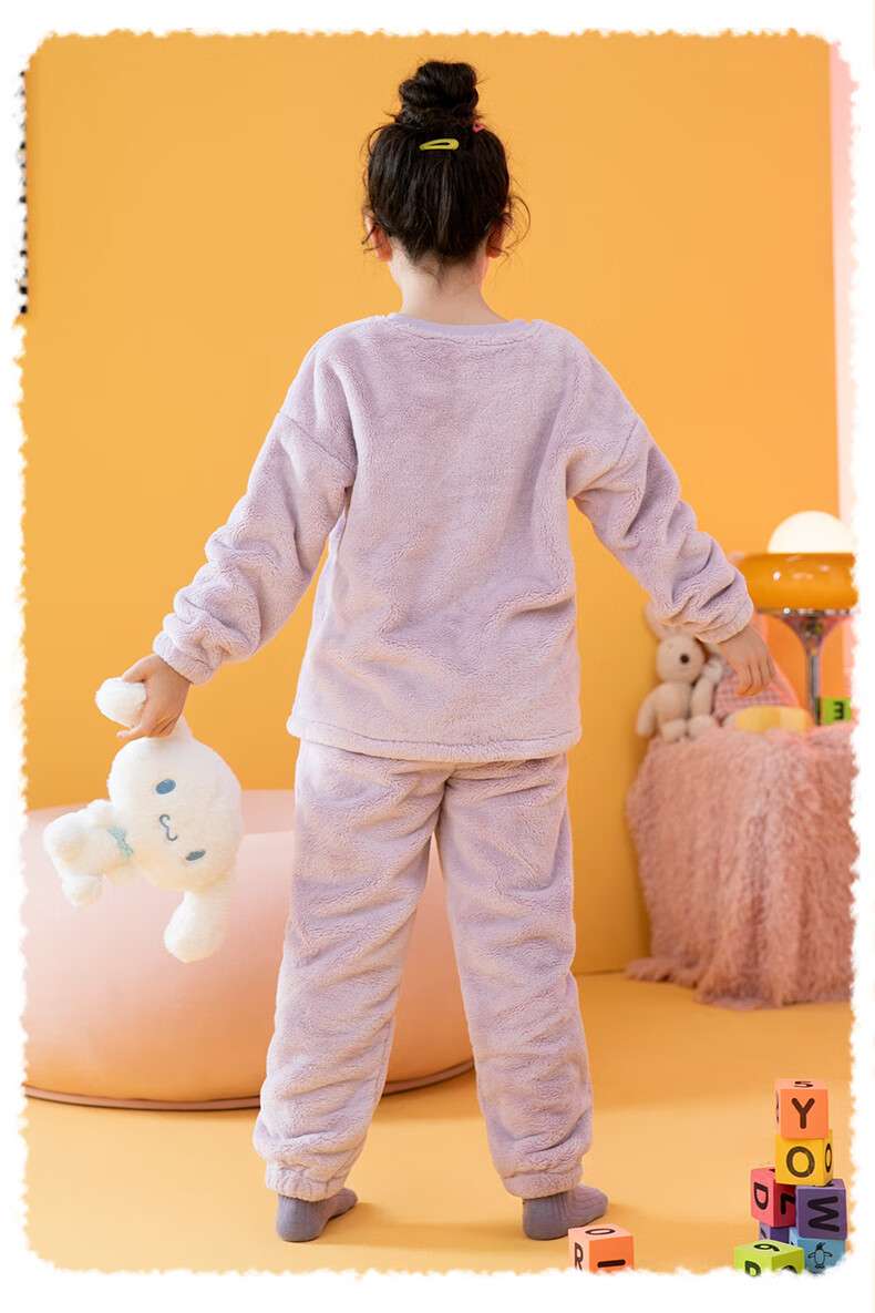 Fenteng Children's Pajamas for Girls, Warm Long Plush Cartoon Thickened Loungewear Q9FX257940232 15