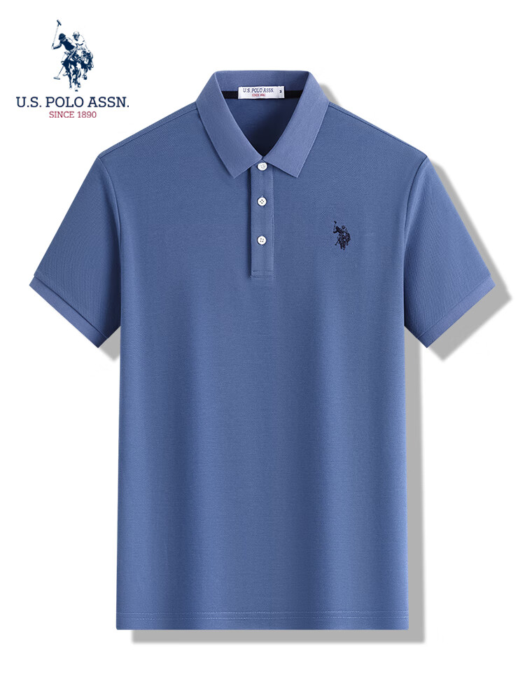 U.S. POLO ASSN. Men's Short Sleeve Polo Shirt Summer Business Casual Collared T-Shirt Black M Father's Day Gift 25