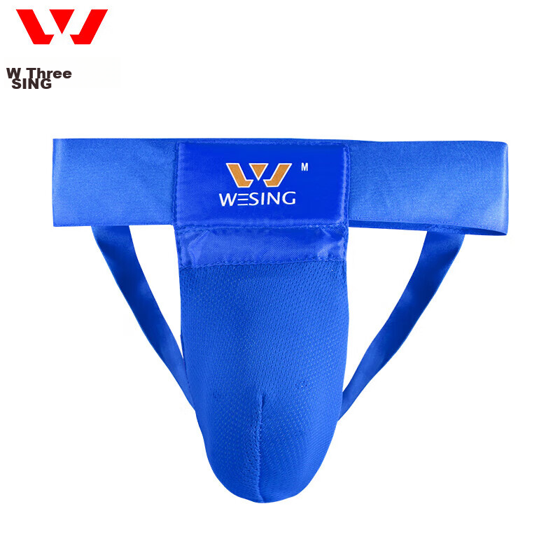 Jiurishan Boxing Groin Guard, Sanda Fighting Taekwondo Training Equipment, Adult And Children's Protective Gear, Blue, M