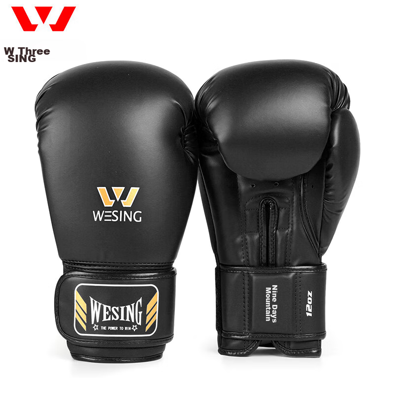 Jiurishan Boxing Gloves, Adult Sanda Martial Arts Fighting Professional Gloves, Punching Bag Gloves, Training Equipment, Black, 8oz
