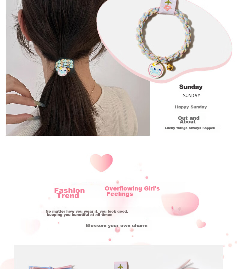 Gunai Sweet One-Week Hair Ties, Hair Bands, Hair Elastics, Hair Accessories Gift Box, Practical Birthday Present for Girls 9
