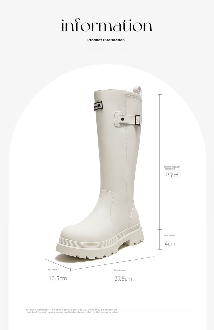 CAMEL Red Combat Boots, Stylish Rain Boots, Outdoor Shoes for Women, Water-Friendly Shoes, Waterproof Non-Slip Tall Boots 3008A 12
