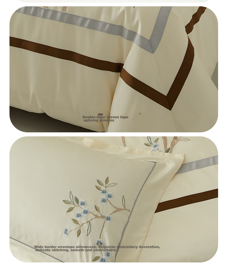 Chaoge [New Chinese Style] Xinjiang Long-Staple Cotton 100S Embroidered Bedding, All-Season Four-Piece Set, Pure Cotton Home Use Skin-Friendly Double Duvet Cover 13