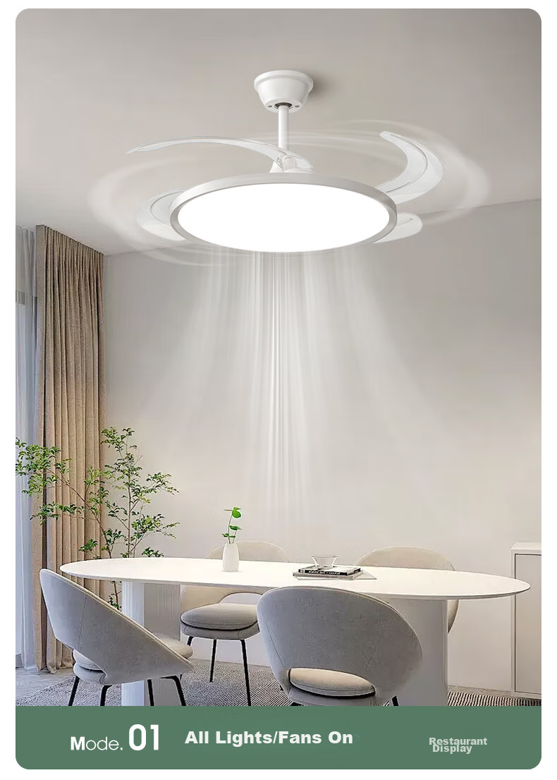 MICOE Ceiling Fan Light, Puli Eye Protection, Invisible Blades, Remote Control Dimming, Zhongshan Lighting Fixture with Installation Included - Lingxiao 26
