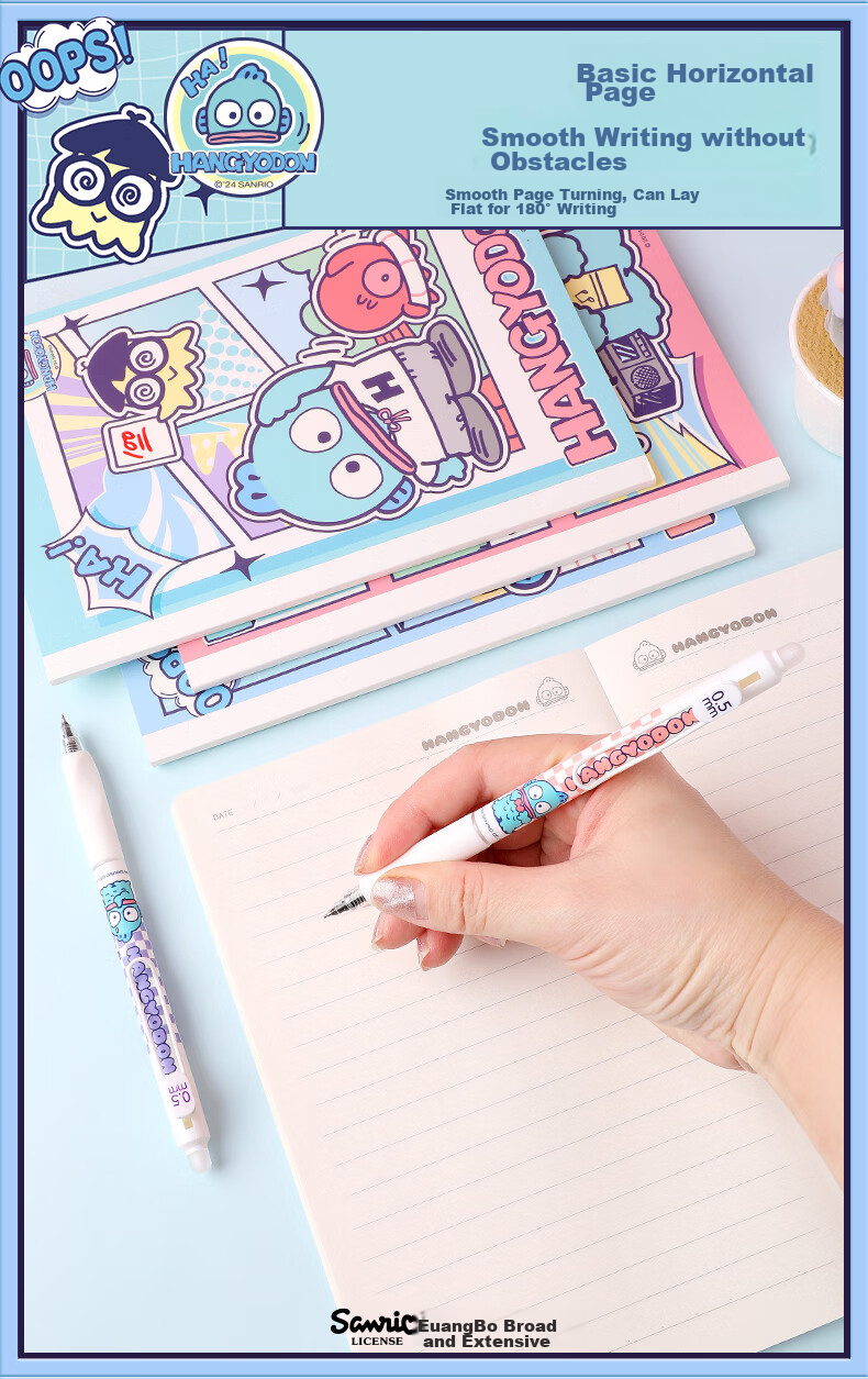 GuangBo X Sanrio Clown Fish Series Backpack Notebook A5/40 Sheets, Student Writing Notebook with Ruled Lines, Purple KT81318 5