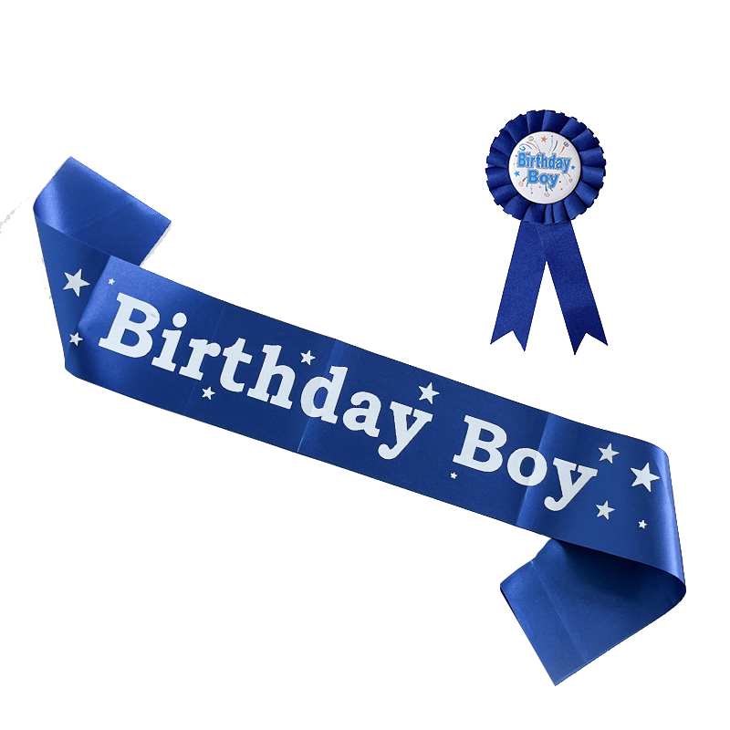 Duomeiyi Birthday Scene Decoration, Girl's Happy Birthday Props, Birthday Hat Party Photo Shoulder Strap Sash + Medal Blue