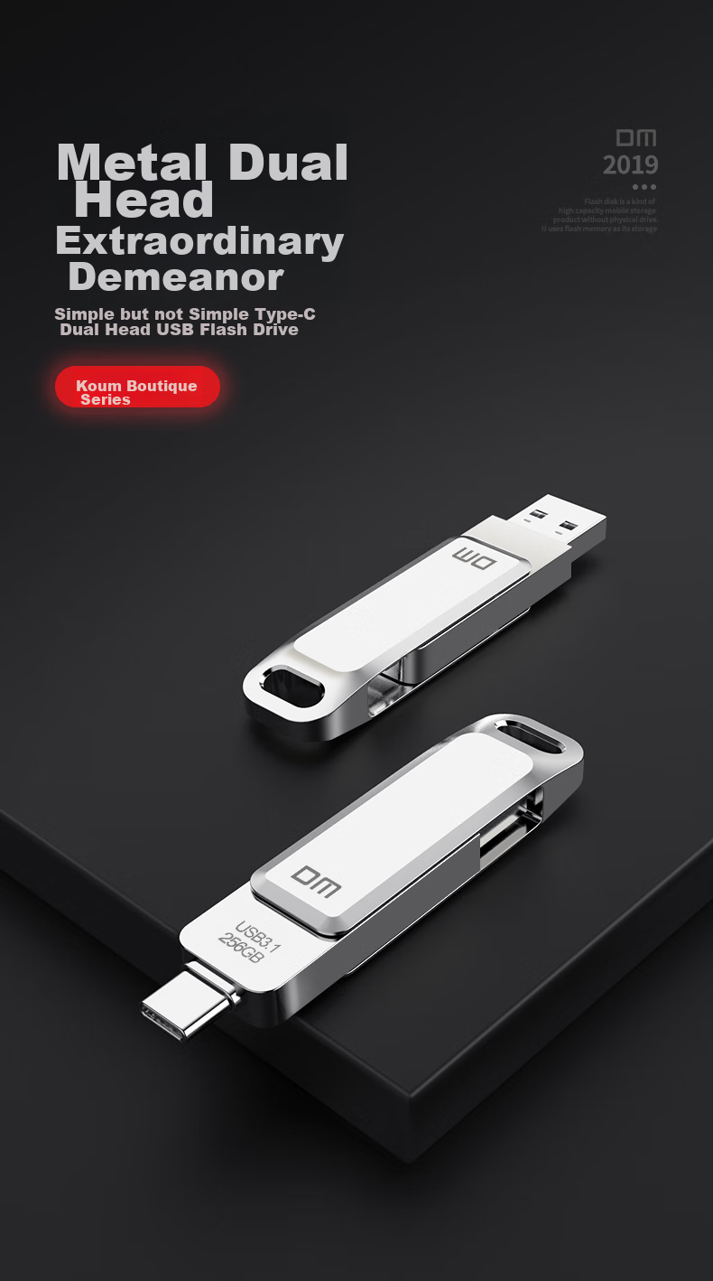 DM Daimai 256GB Type-C USB3.2 Phone Flash Drive, Metal PD168 Dual Interface Phone And Computer Compatible Thumb Drive 2