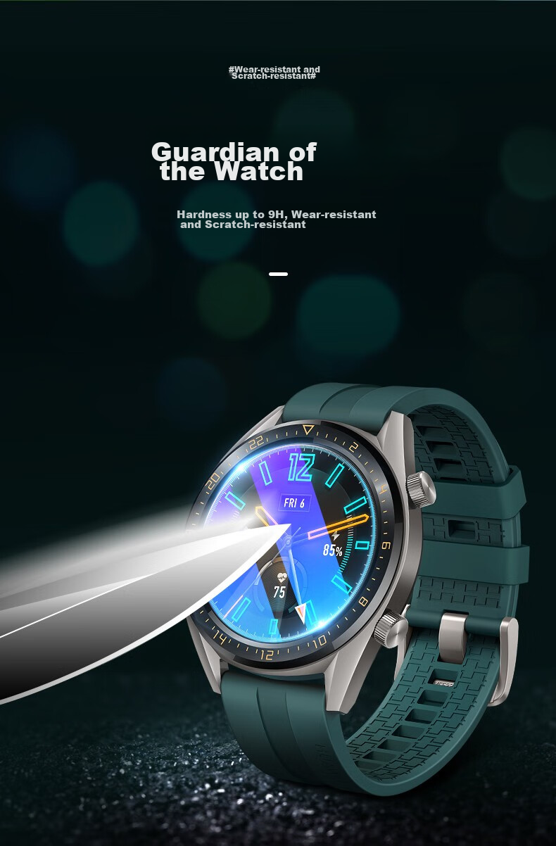 Shanmo Tempered Glass Screen Protector for Huawei WATCH GT5/4/4s/5/5 Pro, Protective Film for Smartwatch, Anti-Scratch, Shockproof, Wear-Resistant, Full Coverage, HD Glass Film, 46mm 9