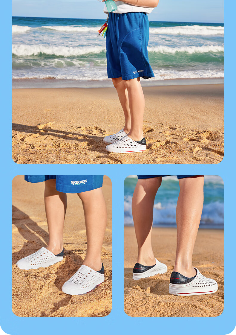 Skechers Girls' Summer Breathable Slip-On Mesh Casual Sandals Holes Shoes 308006L 12